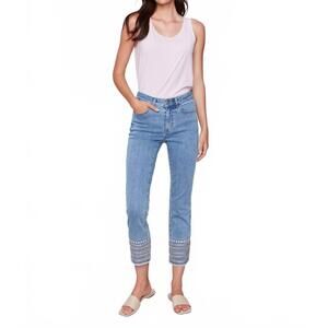 NEW CHARLIE B briana embroidered hem jean in light blue